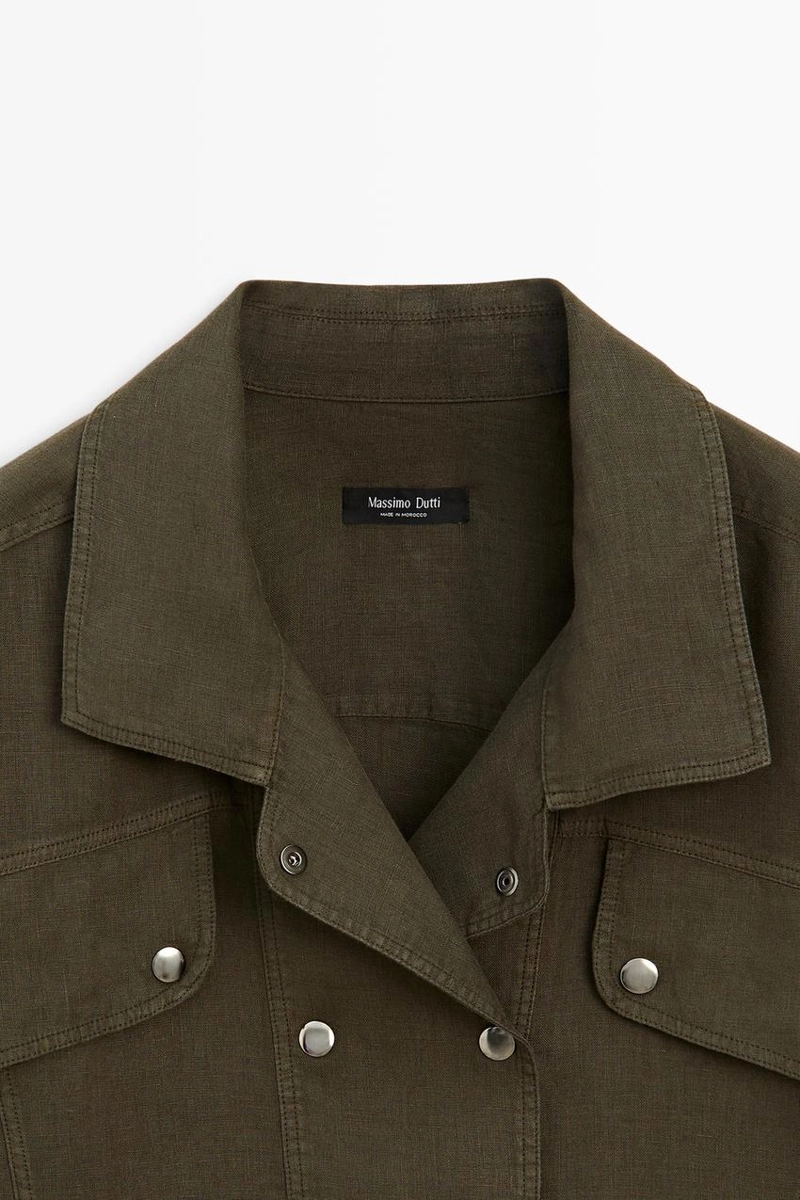 Рубашка из 100% льна с деталями на кнопках