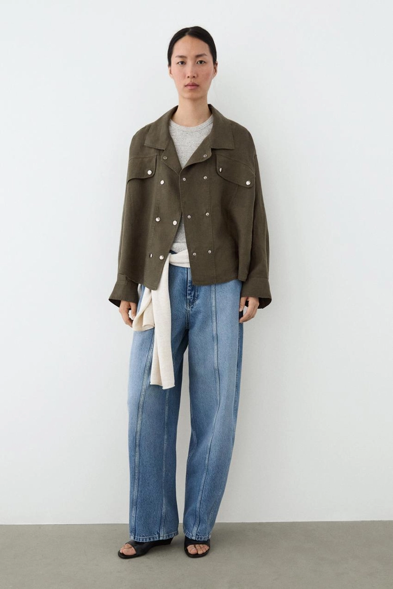 Рубашка из 100% льна с деталями на кнопках