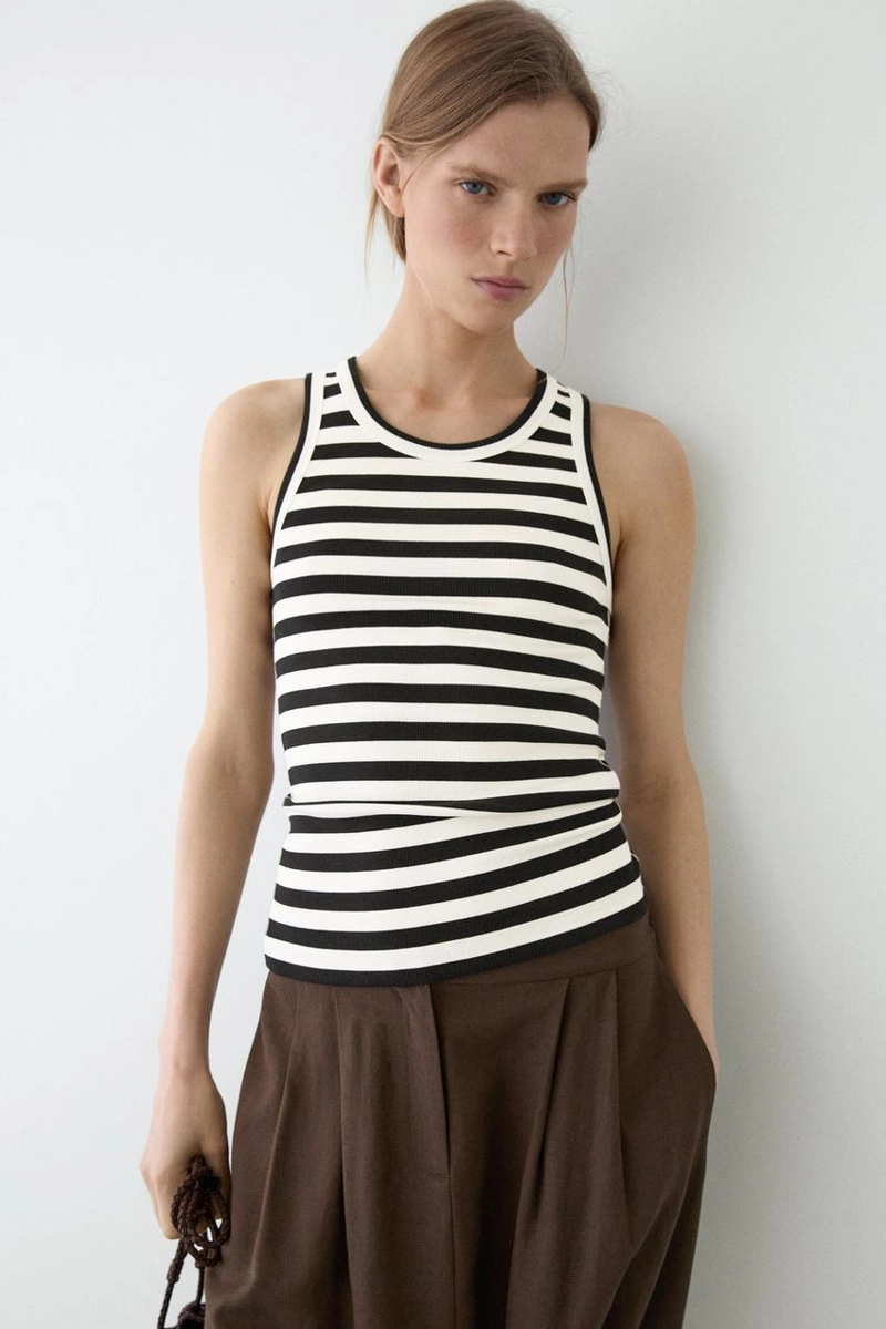 Майка без рукавов с полосатым узором