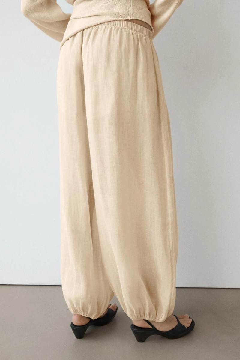 Брюки саруэль из льна свободного кроя