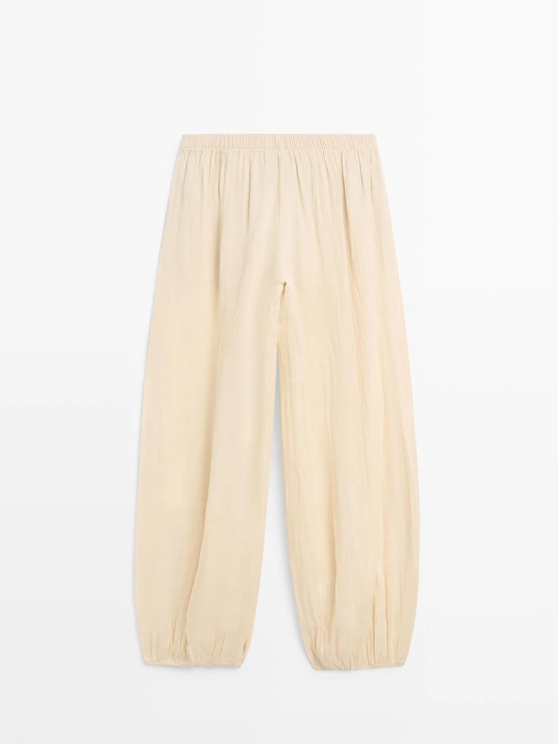 Брюки саруэль из льна свободного кроя