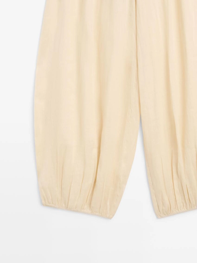 Брюки саруэль из льна свободного кроя