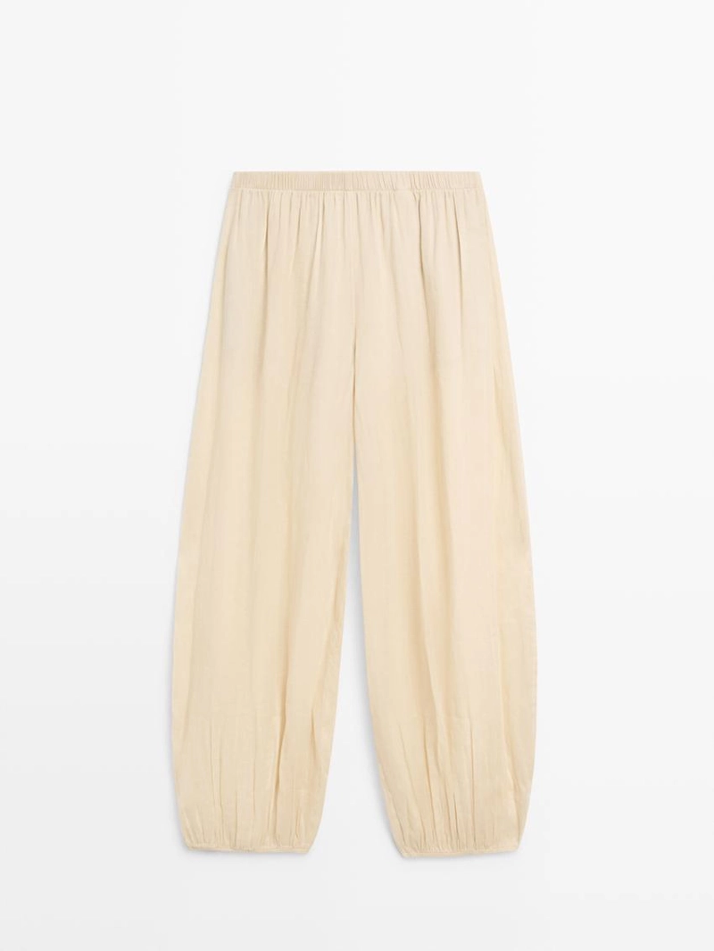 Брюки саруэль из льна свободного кроя