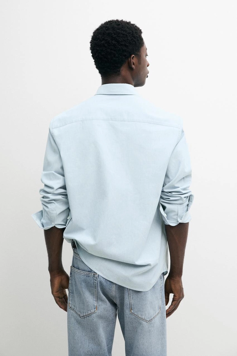 Рубашка из денима 100% хлопок в зауженном крое