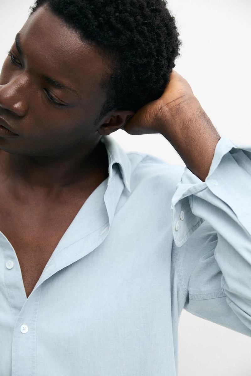 Рубашка из денима 100% хлопок в зауженном крое