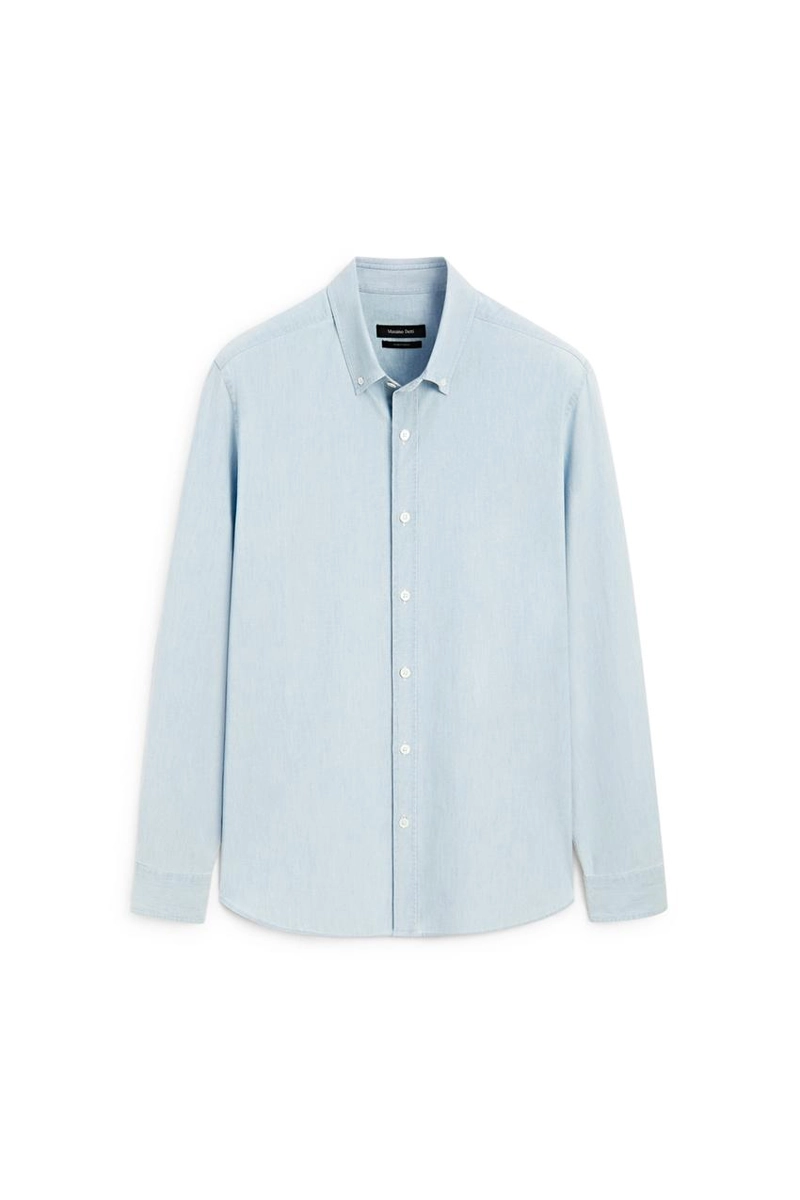 Рубашка из денима 100% хлопок в зауженном крое