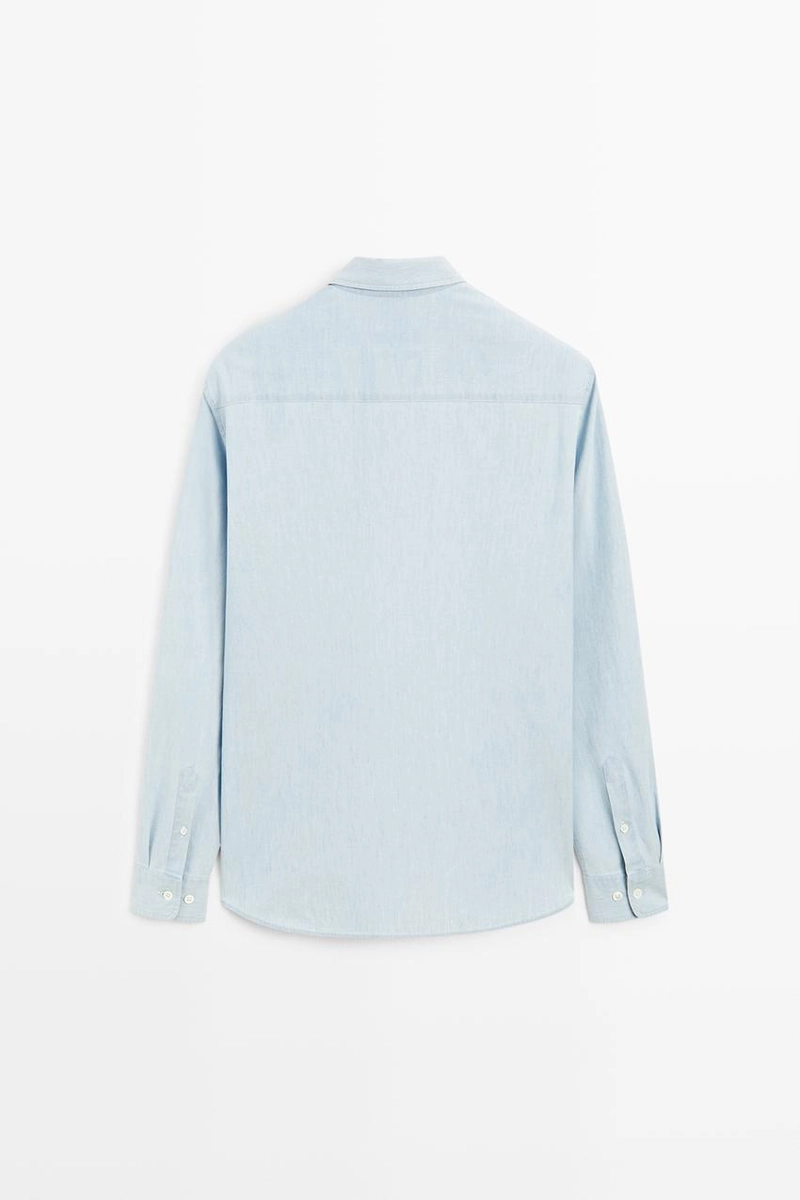 Рубашка из денима 100% хлопок в зауженном крое