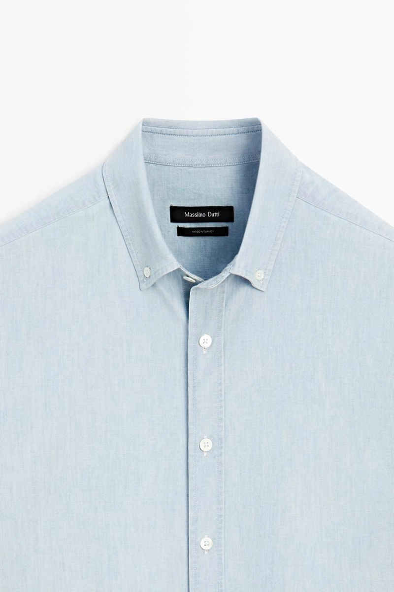 Рубашка из денима 100% хлопок в зауженном крое