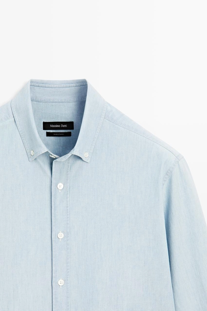 Рубашка из денима 100% хлопок в зауженном крое