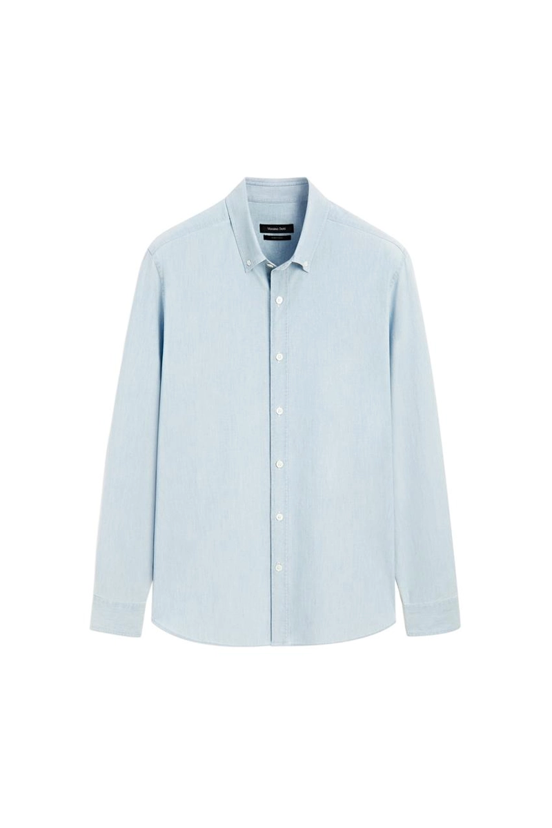 Рубашка из денима 100% хлопок в зауженном крое