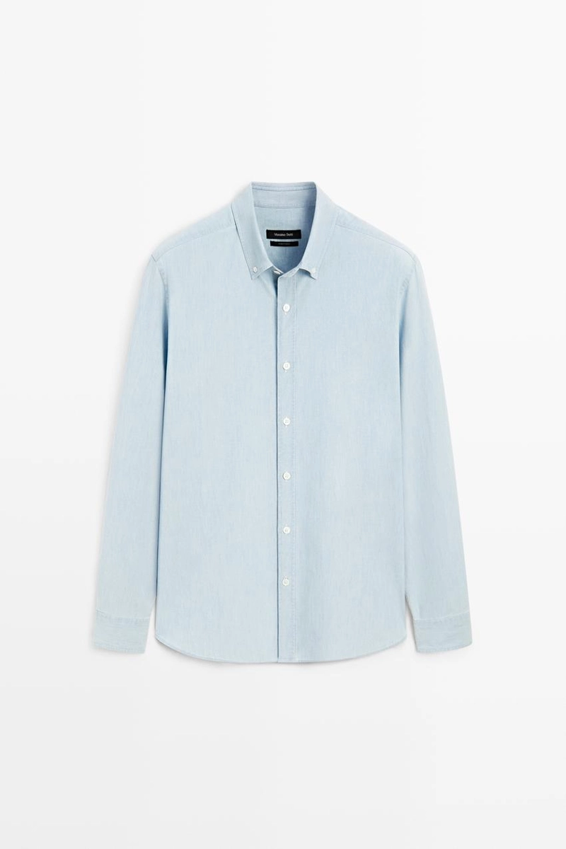 Рубашка из денима 100% хлопок в зауженном крое