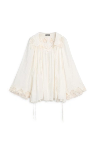 Вышитая блузка в полупрозрачной ткани- Заказать в России
