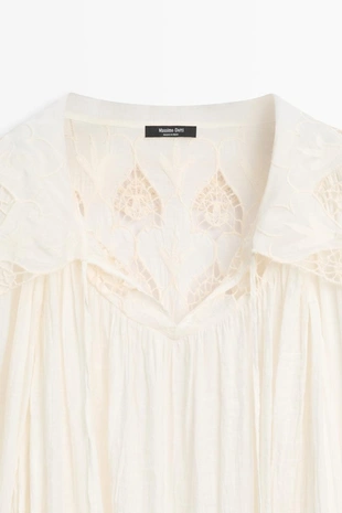 Вышитая блузка в полупрозрачной ткани- Заказать в России