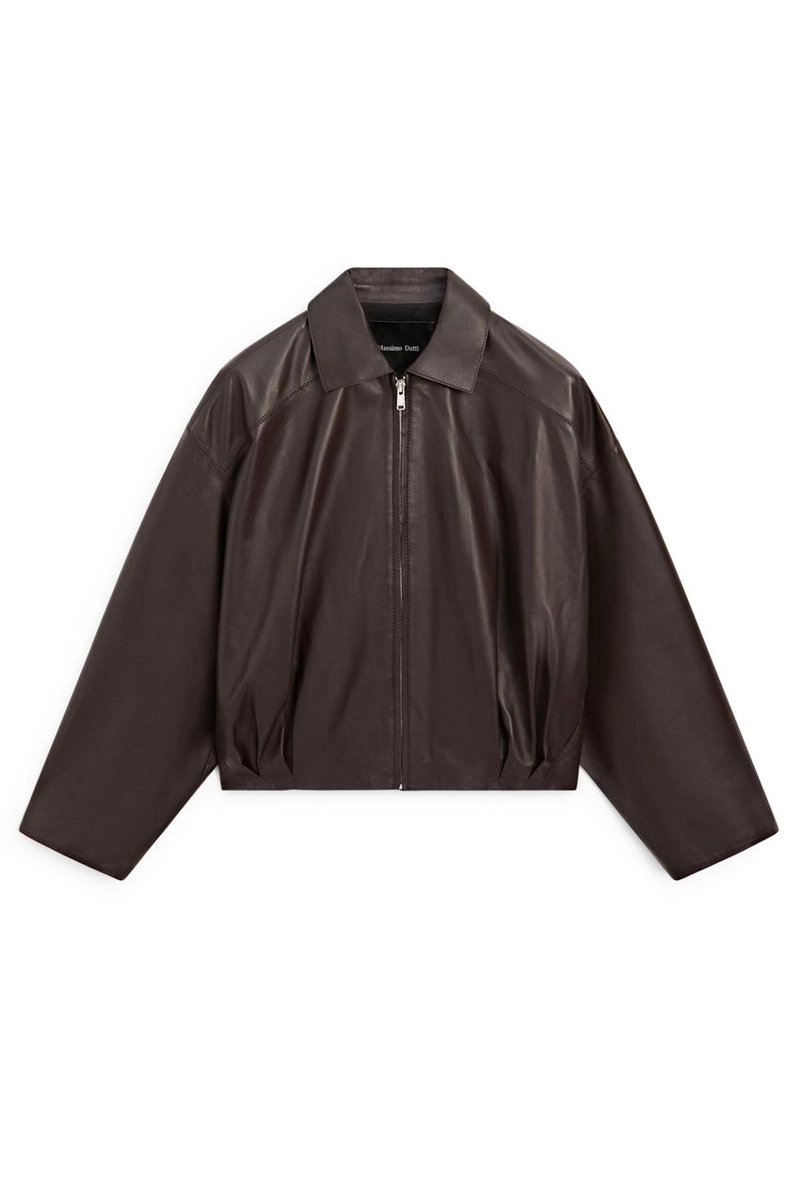 Куртка из мягкой кожи с плиссировкой