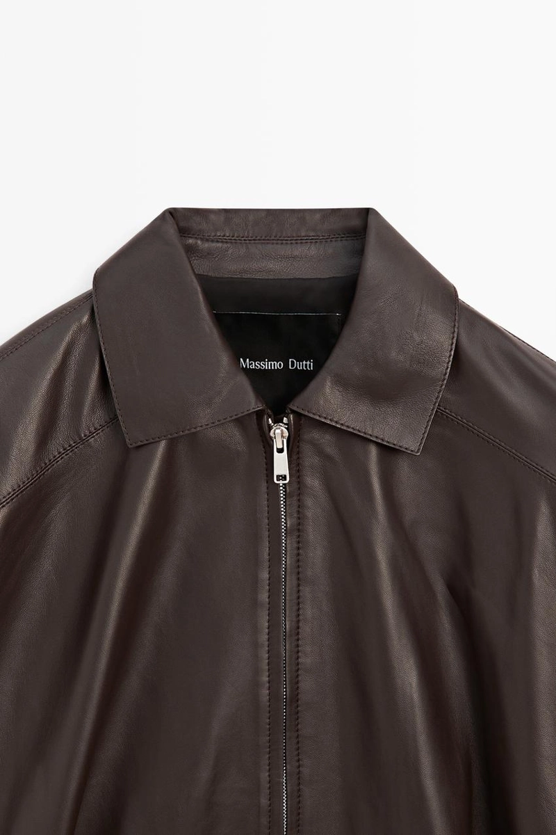 Куртка из мягкой кожи с плиссировкой