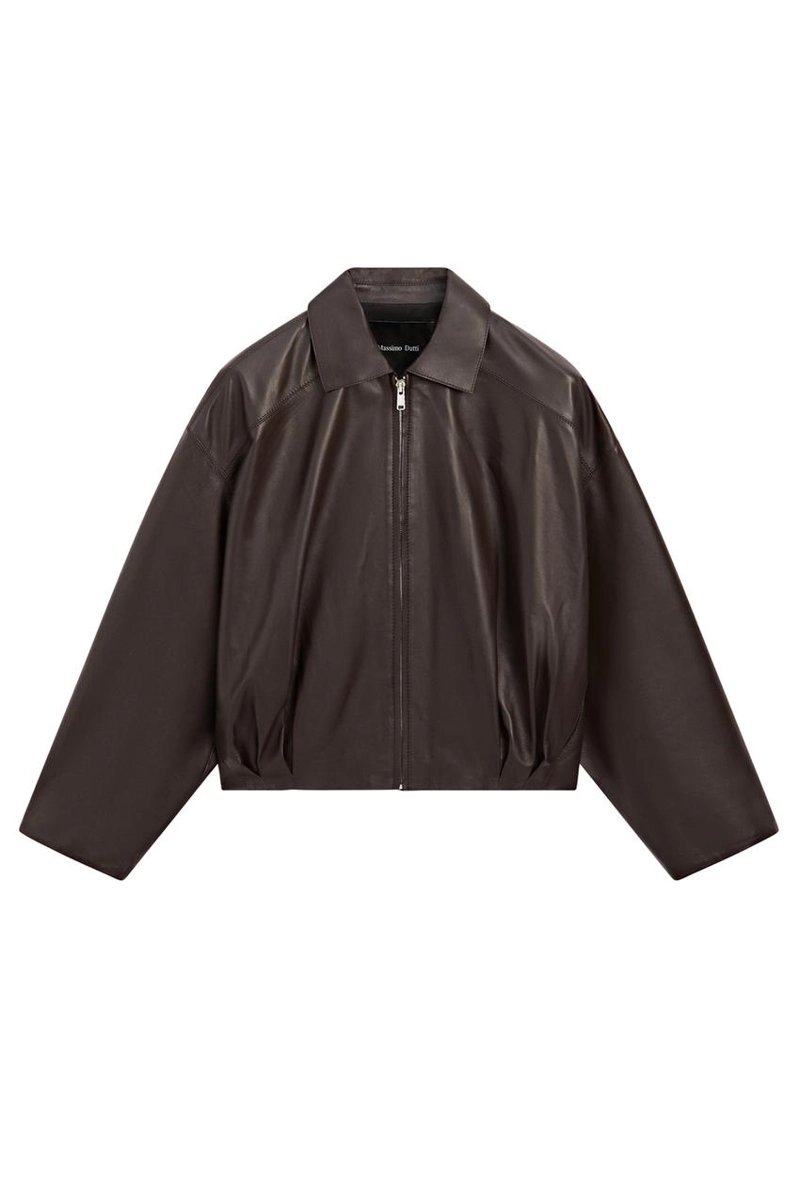 Куртка из мягкой кожи с плиссировкой