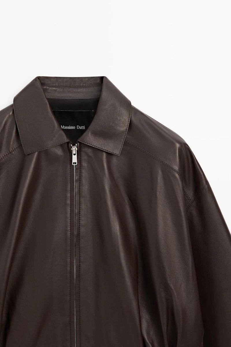 Куртка из мягкой кожи с плиссировкой