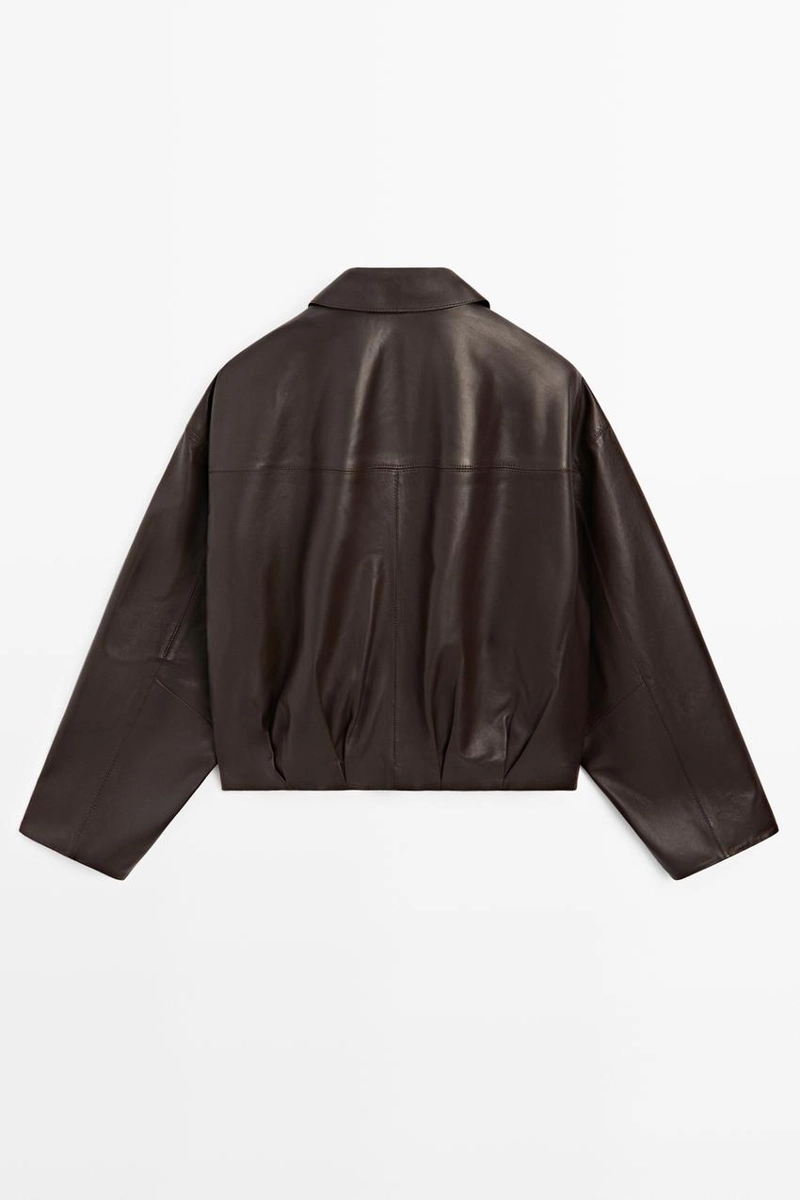 Куртка из мягкой кожи с плиссировкой