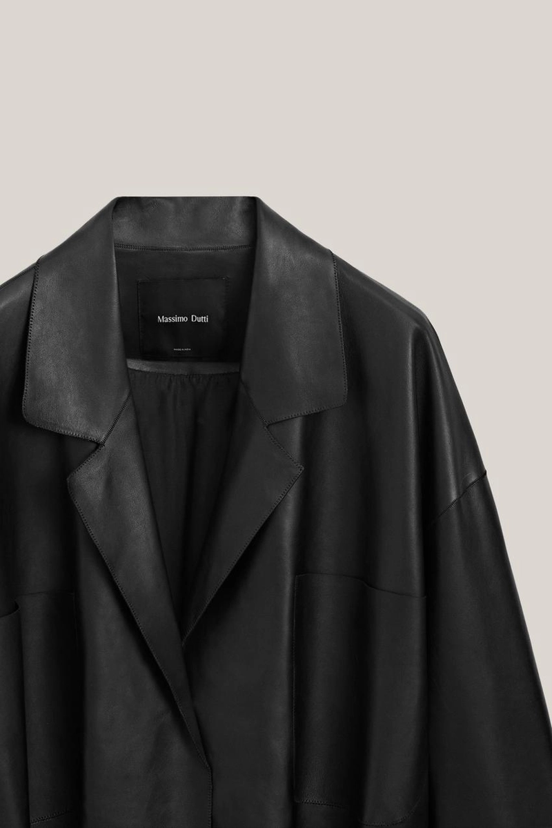 Длинная куртка из натуральной кожи нубук с поясом - лимитированная коллекция