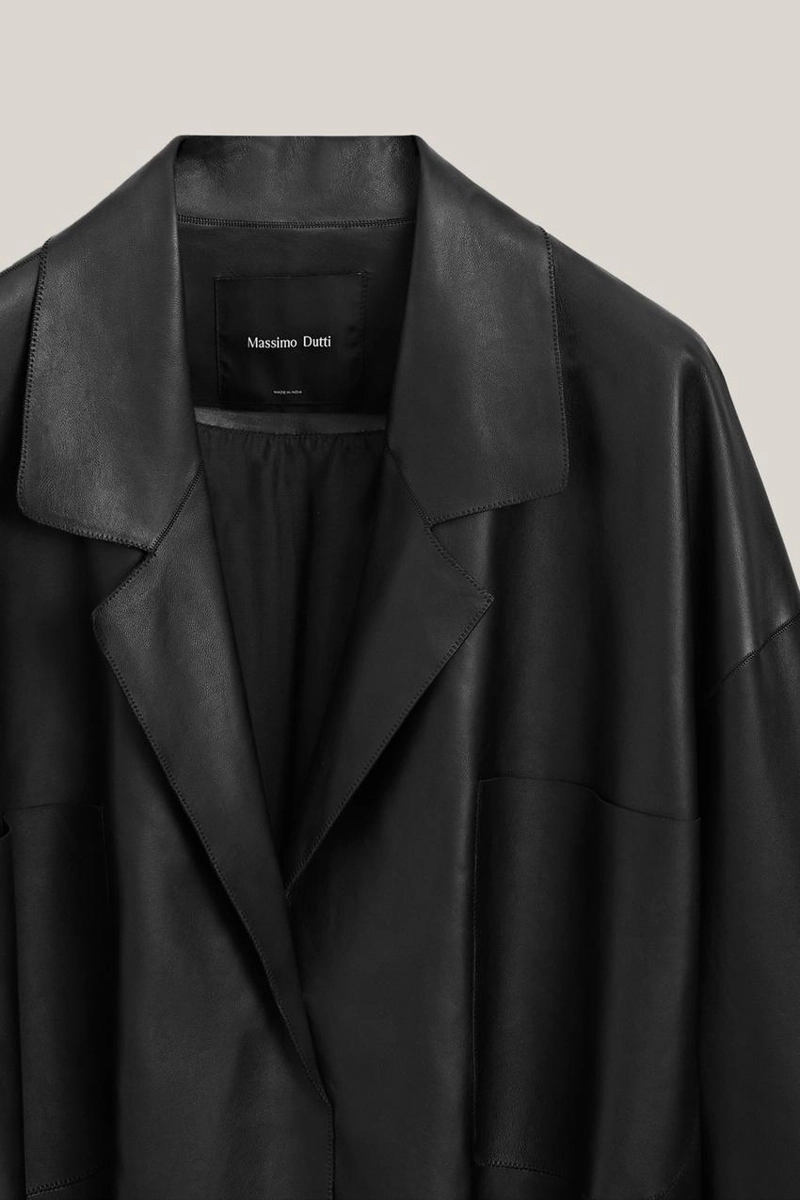 Длинная куртка из натуральной кожи нубук с поясом - лимитированная коллекция