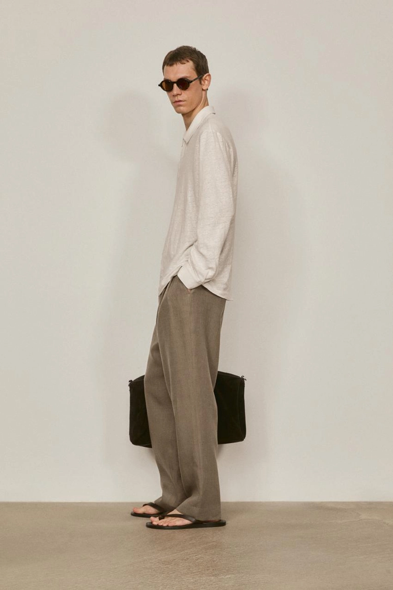 100% льняная поло-рубашка с длинным рукавом - limited edition