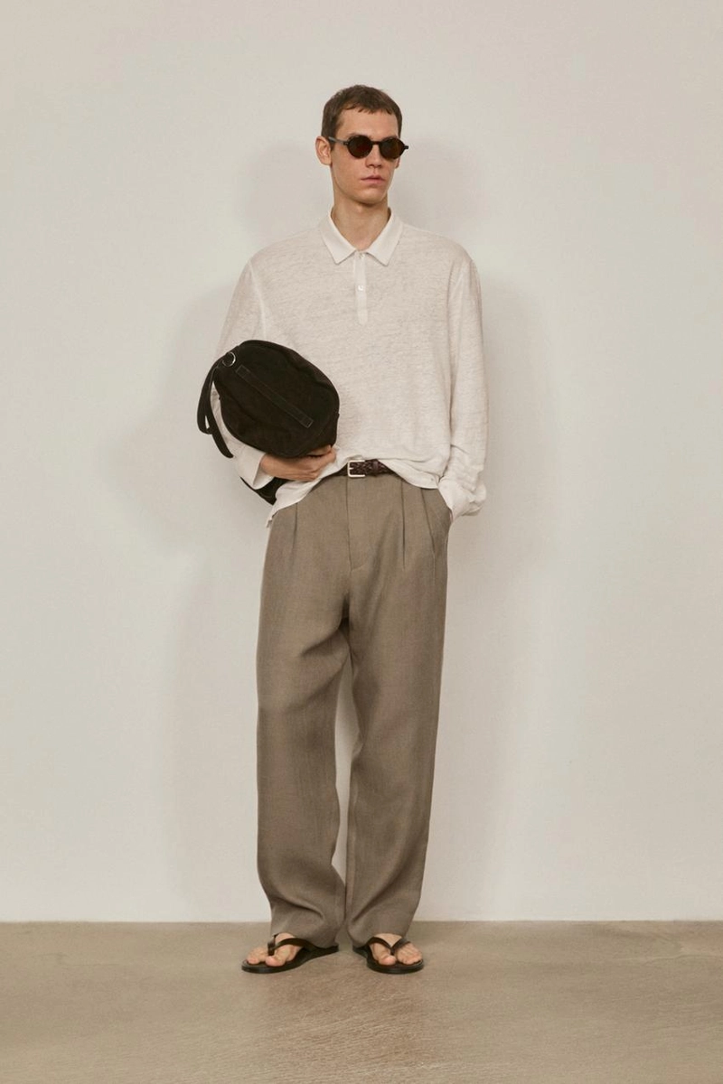 100% льняная поло-рубашка с длинным рукавом - limited edition