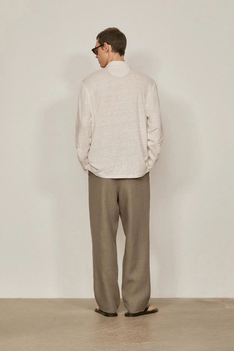 100% льняная поло-рубашка с длинным рукавом - limited edition