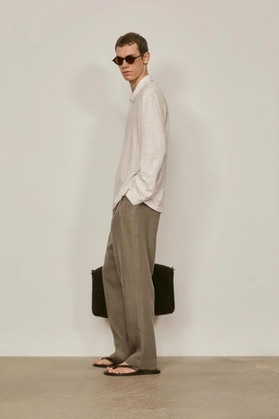 100% льняная поло-рубашка с длинным рукавом - limited edition- Заказать в России