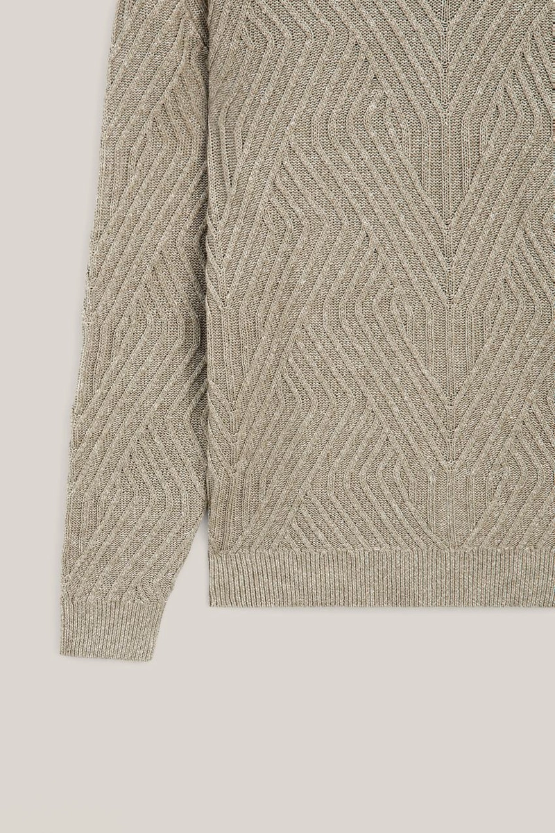 Свитер с аранским узором из льняной смеси - limited edition