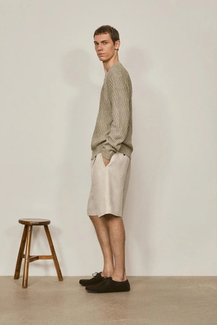 Свитер с аранским узором из льняной смеси - limited edition- Заказать в России