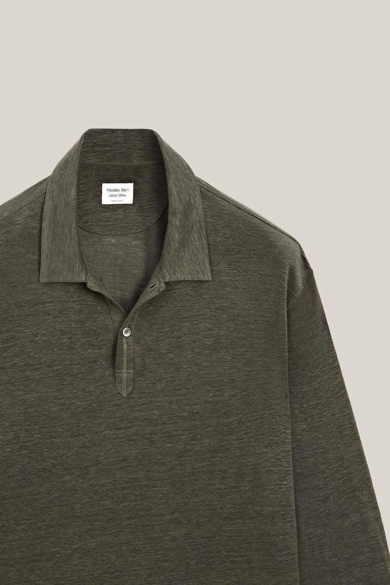 Поло с длинным рукавом из 100% льна - лимитированное издание