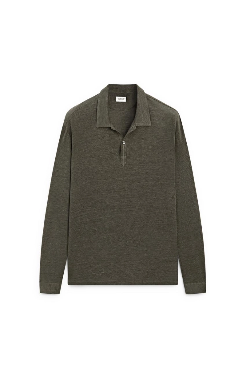 Поло с длинным рукавом из 100% льна - лимитированное издание