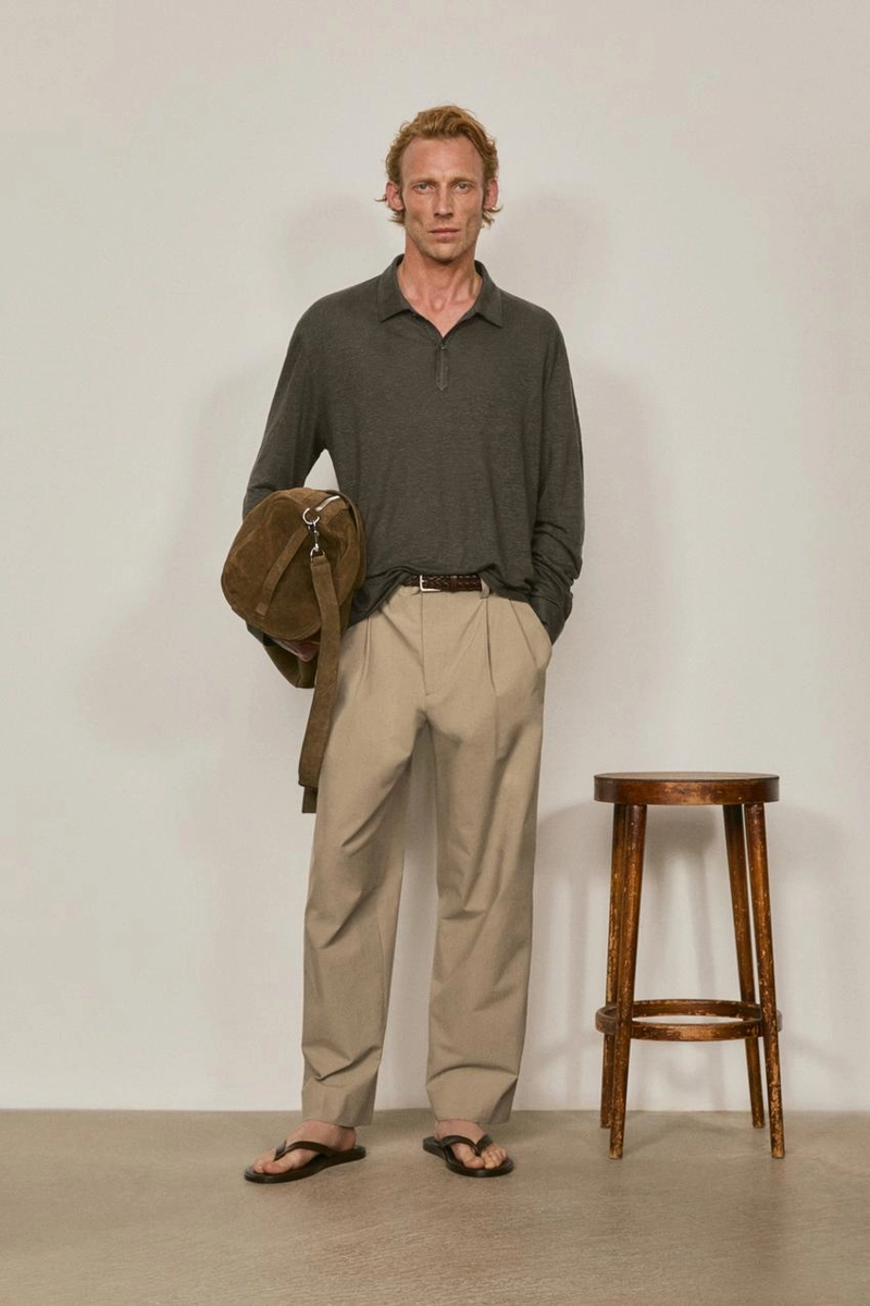 Поло с длинным рукавом из 100% льна - лимитированное издание