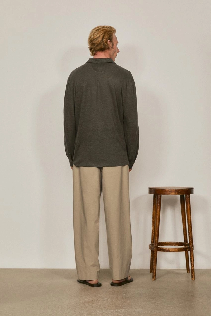 Поло с длинным рукавом из 100% льна - лимитированное издание