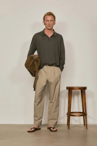 Поло с длинным рукавом из 100% льна - лимитированное издание- Заказать в России