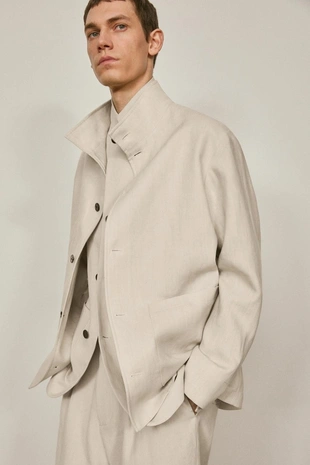 Куртка с высоким воротником из льна - лимитированное издание- Заказать в России