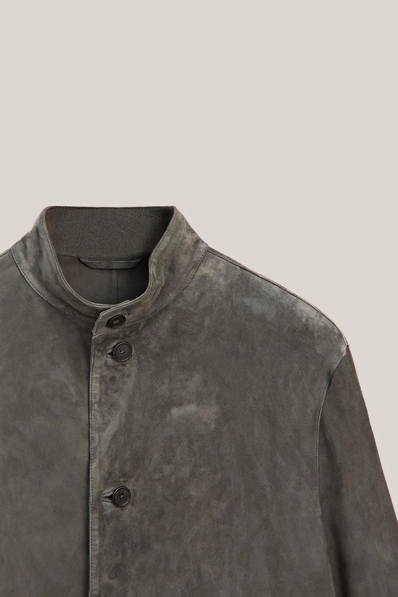 Замшевая куртка-рубашка с стойкой воротник - limited edition