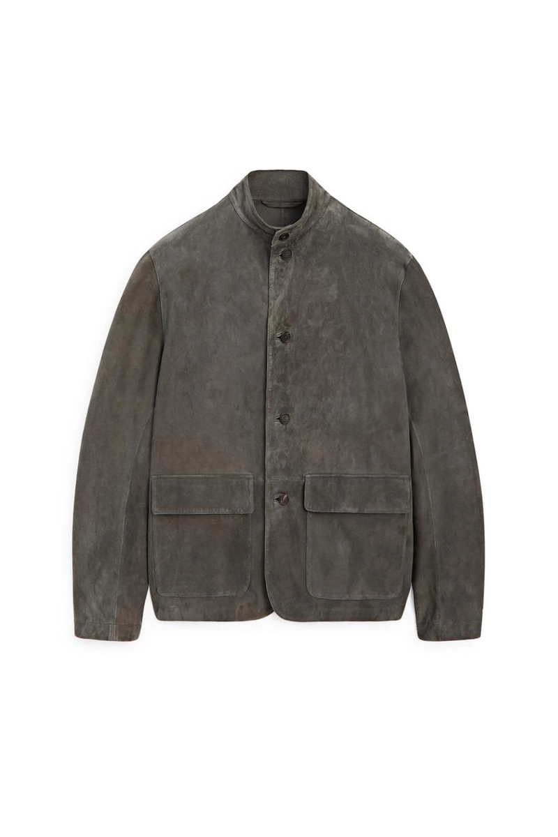 Замшевая куртка-рубашка с стойкой воротник - limited edition