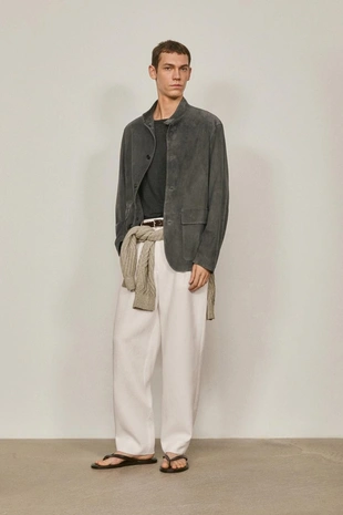 Замшевая куртка-рубашка с стойкой воротник - limited edition- Заказать в России