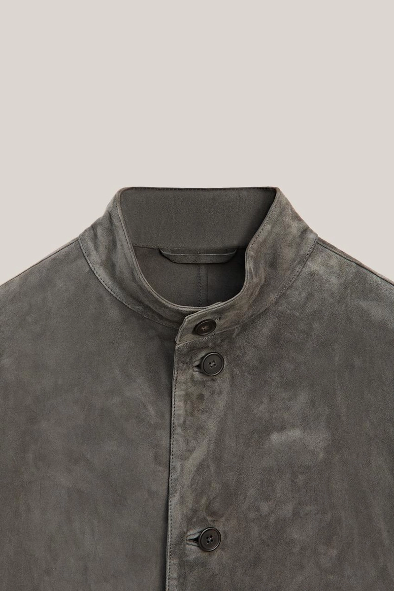 Замшевая куртка-рубашка с стойкой воротник - limited edition