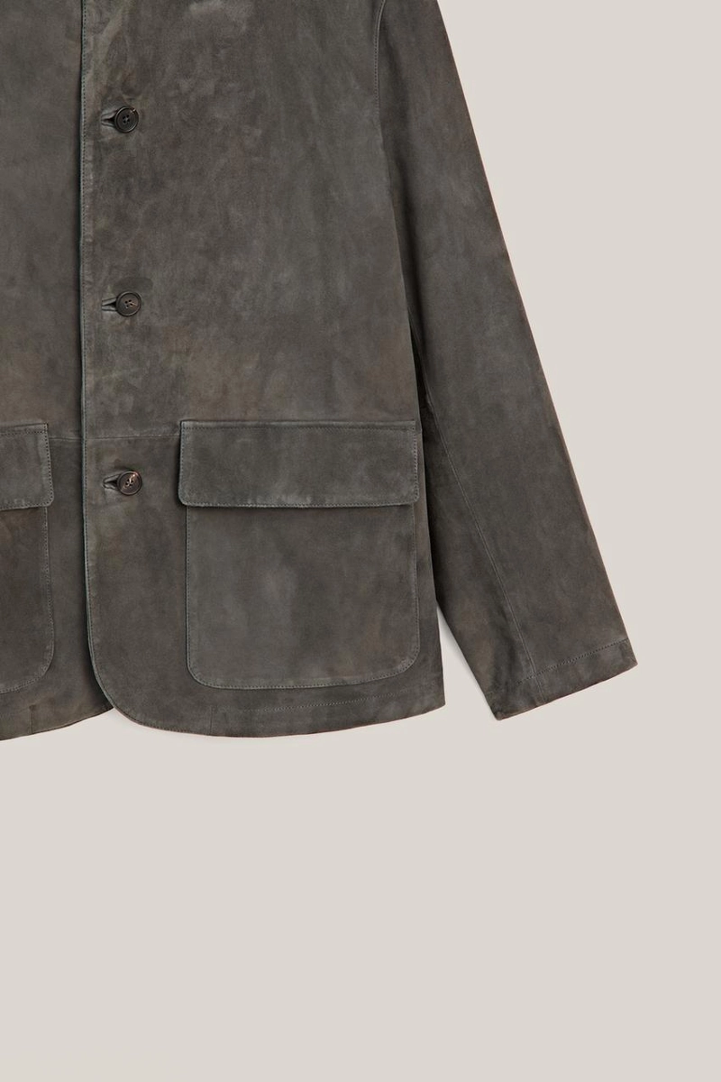Замшевая куртка-рубашка с стойкой воротник - limited edition