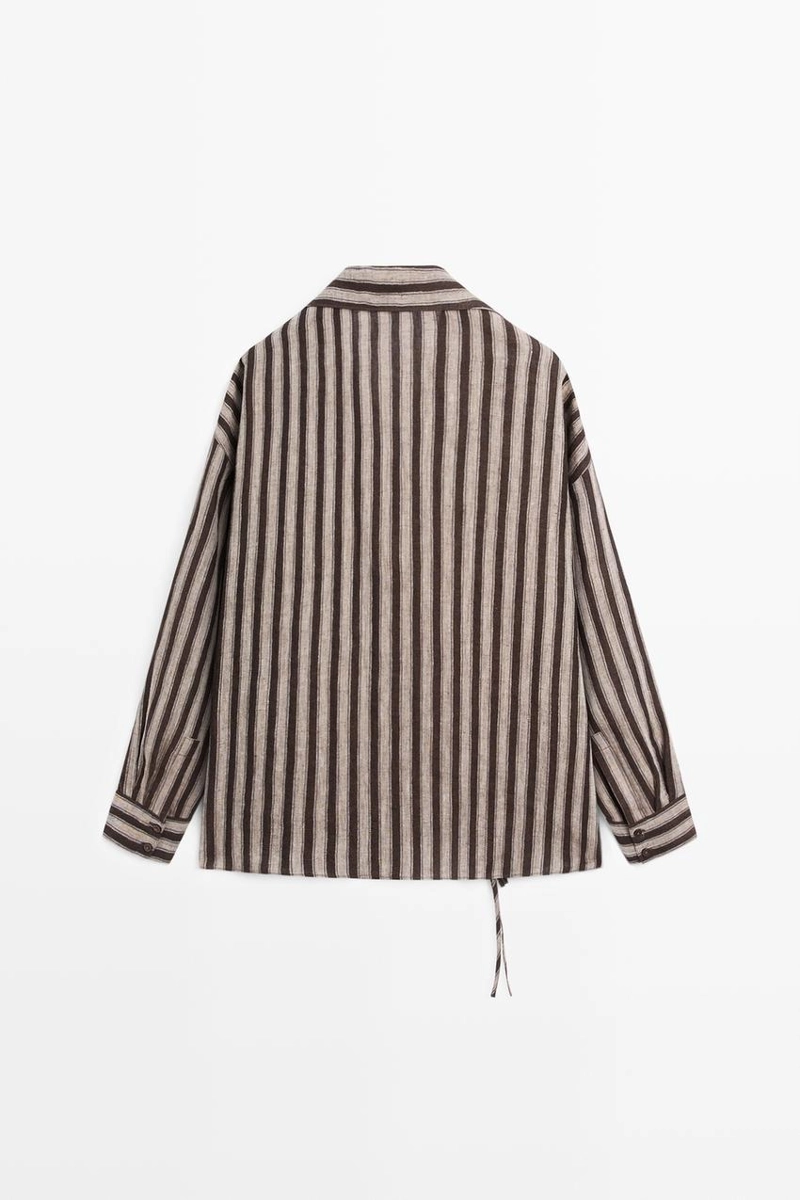 Рубашка в полоску с завязкой