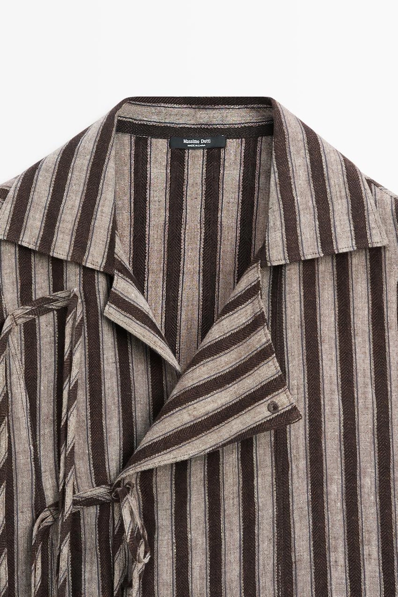 Рубашка в полоску с завязкой