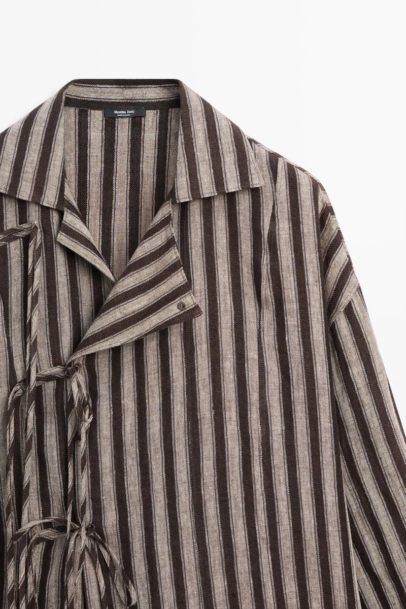 Рубашка в полоску с завязкой