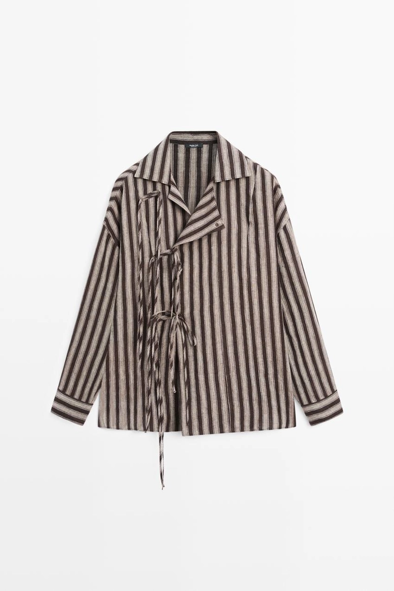 Рубашка в полоску с завязкой