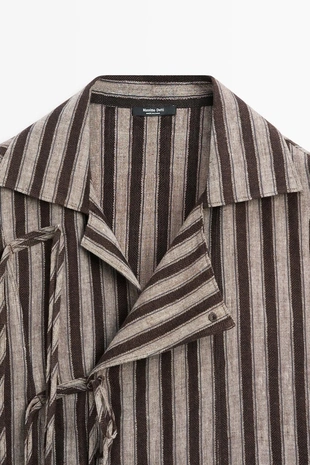 Рубашка в полоску с завязкой- Заказать в России