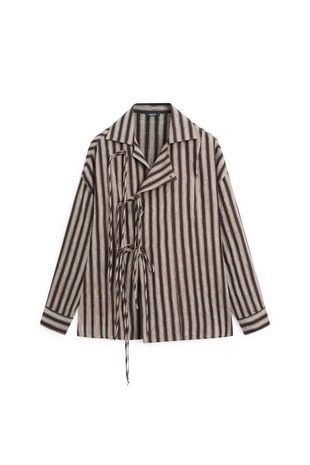 Рубашка в полоску с завязкой- Заказать в России