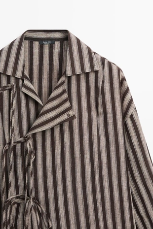 Рубашка в полоску с завязкой- Заказать в России