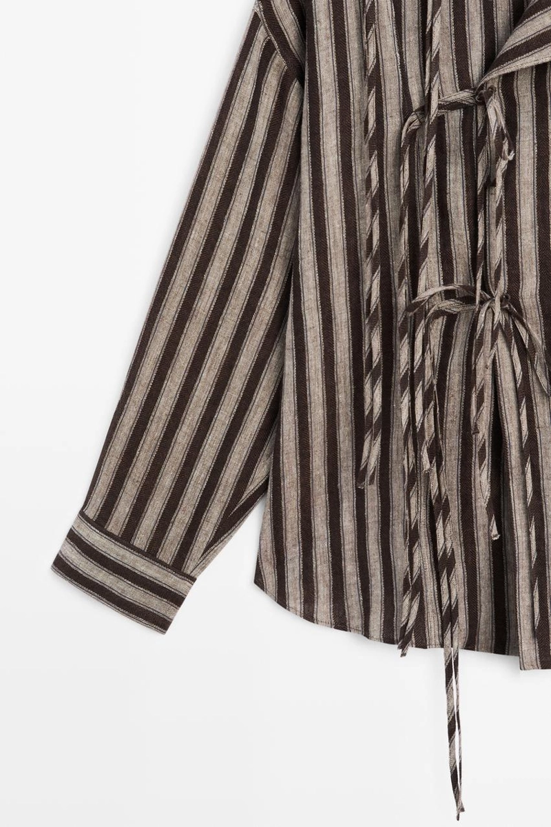 Рубашка в полоску с завязкой