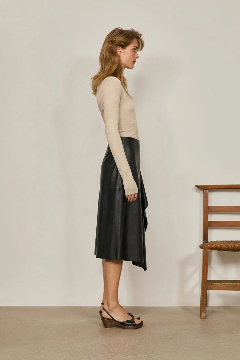 Юбка-миди из натуральной кожи nappa - лимитированное издание